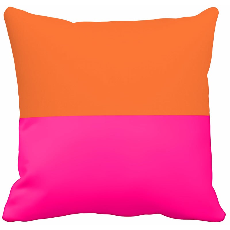 Abaysto Half Orange and Bright Pink Throw Pillow case Cover 24x24 Inches Inches - Image 1